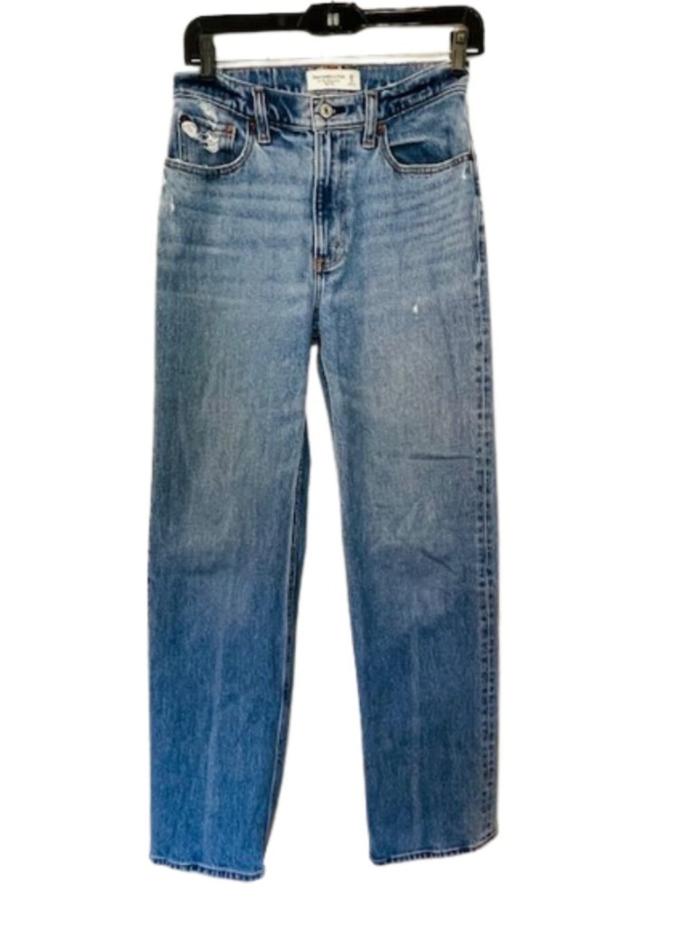 Abercrombie & Fitch 90s Relaxed High Rise Distressed Straight Leg Jeans 25R